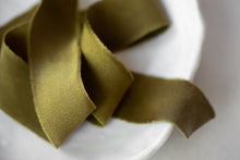 Load image into Gallery viewer, Charmeuse Silk Ribbon, Olive Green