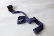 Load image into Gallery viewer, Saudade, navy blue silk ribbon