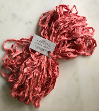 Load image into Gallery viewer, a large bundle of beautiful raspberry pink recycled sari silk ribbon