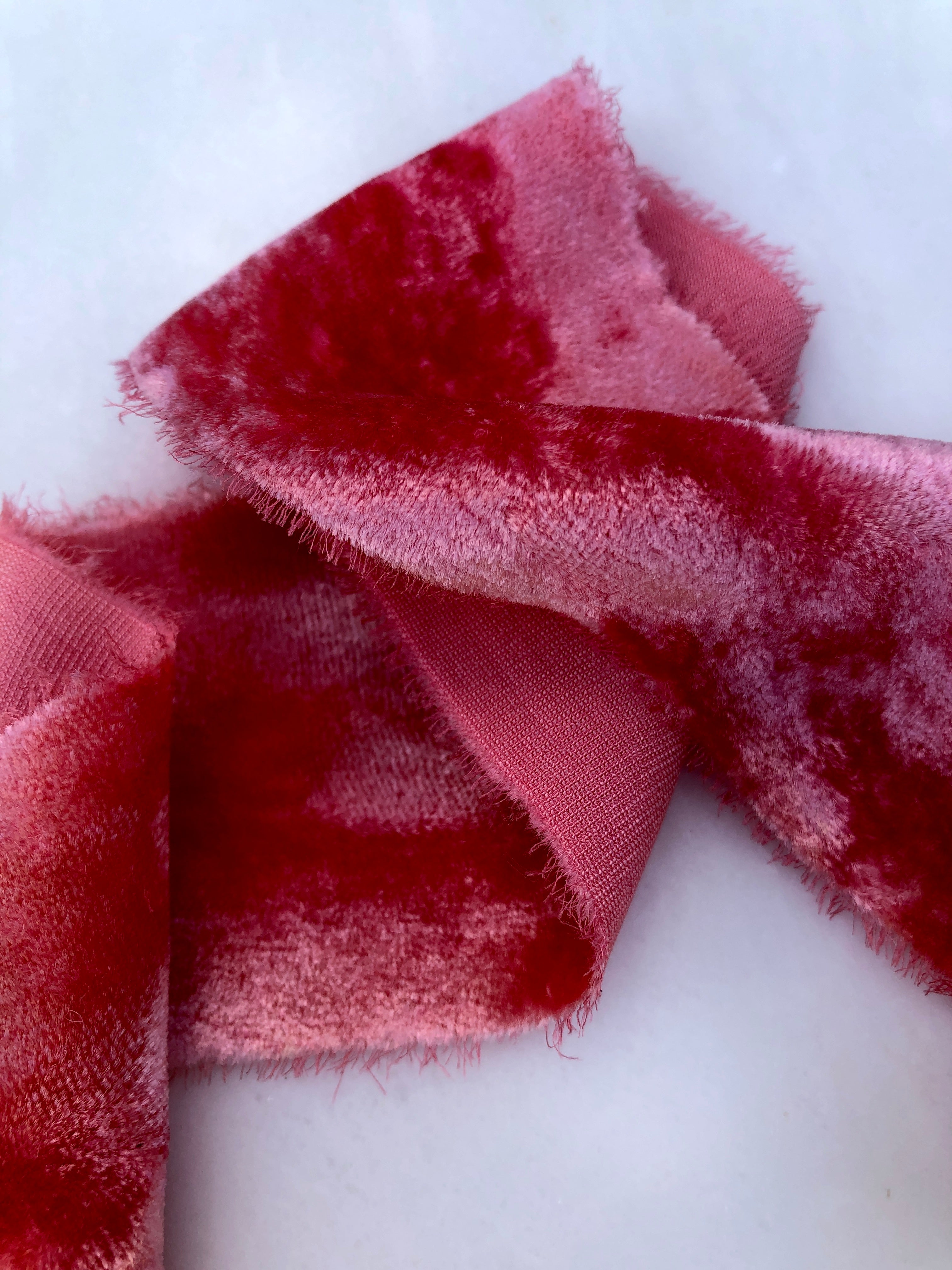 Hand Dyed Hot Pink Silk Velvet Ribbon ( 4 Widths to choose from)