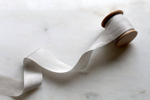 Fog, narrow grey silk ribbon