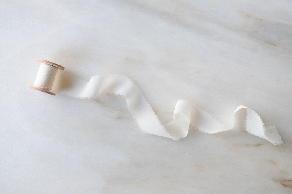Meringue, Ivory Silk Chiffon Ribbon – Nettle + Silk