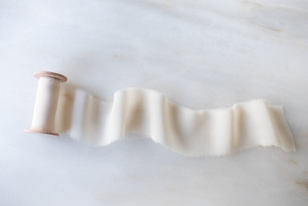 Meringue, Ivory Silk Chiffon Ribbon – Nettle + Silk