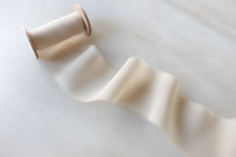 Meringue, Ivory Silk Chiffon Ribbon – Nettle + Silk