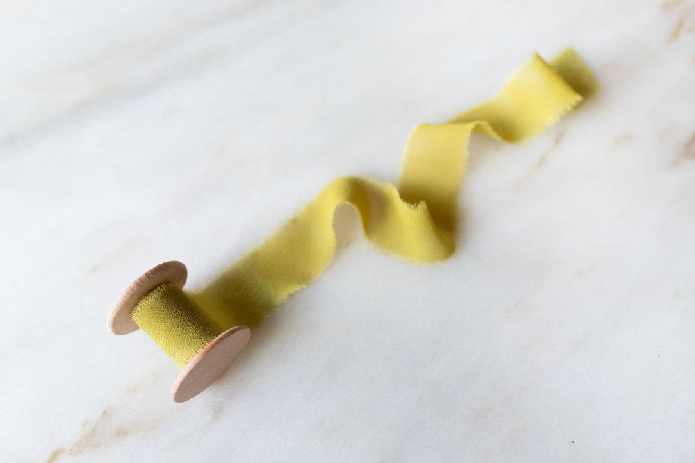 Chartreuse, Silk Chiffon Ribbon – Nettle + Silk