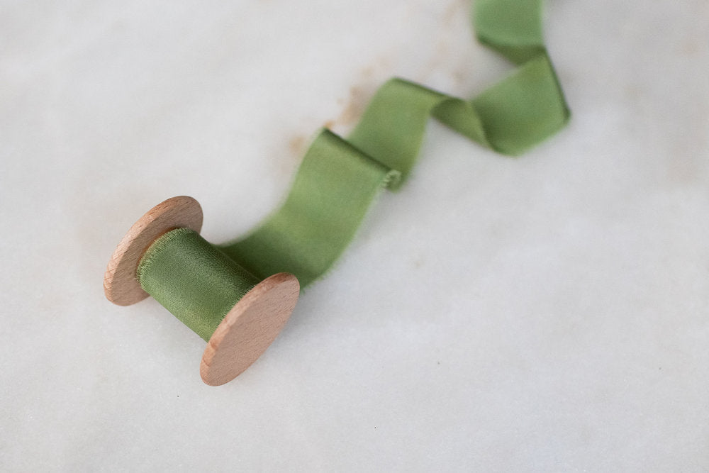 Moss, green silk ribbon – Nettle + Silk