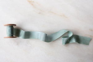 Seaglass, blue-green silk ribbon