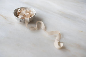 Meringue, narrow cream silk ribbon