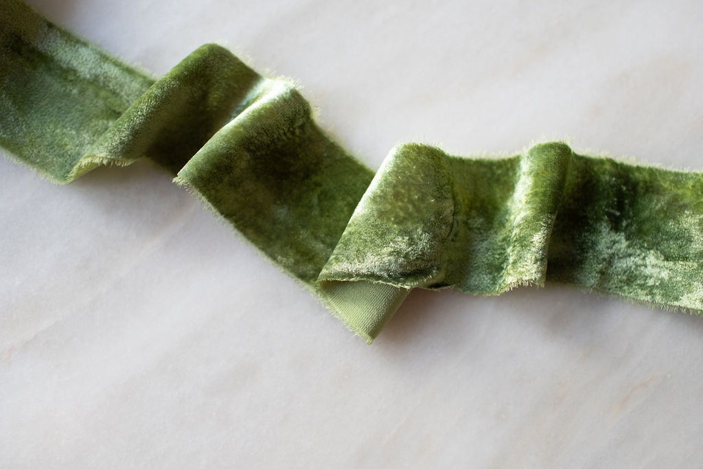 Moss, green silk ribbon – Nettle + Silk