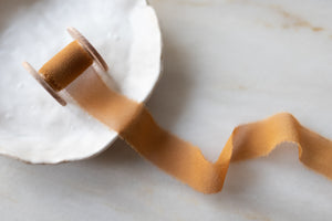 Champagne, narrow cream silk ribbon – Nettle + Silk