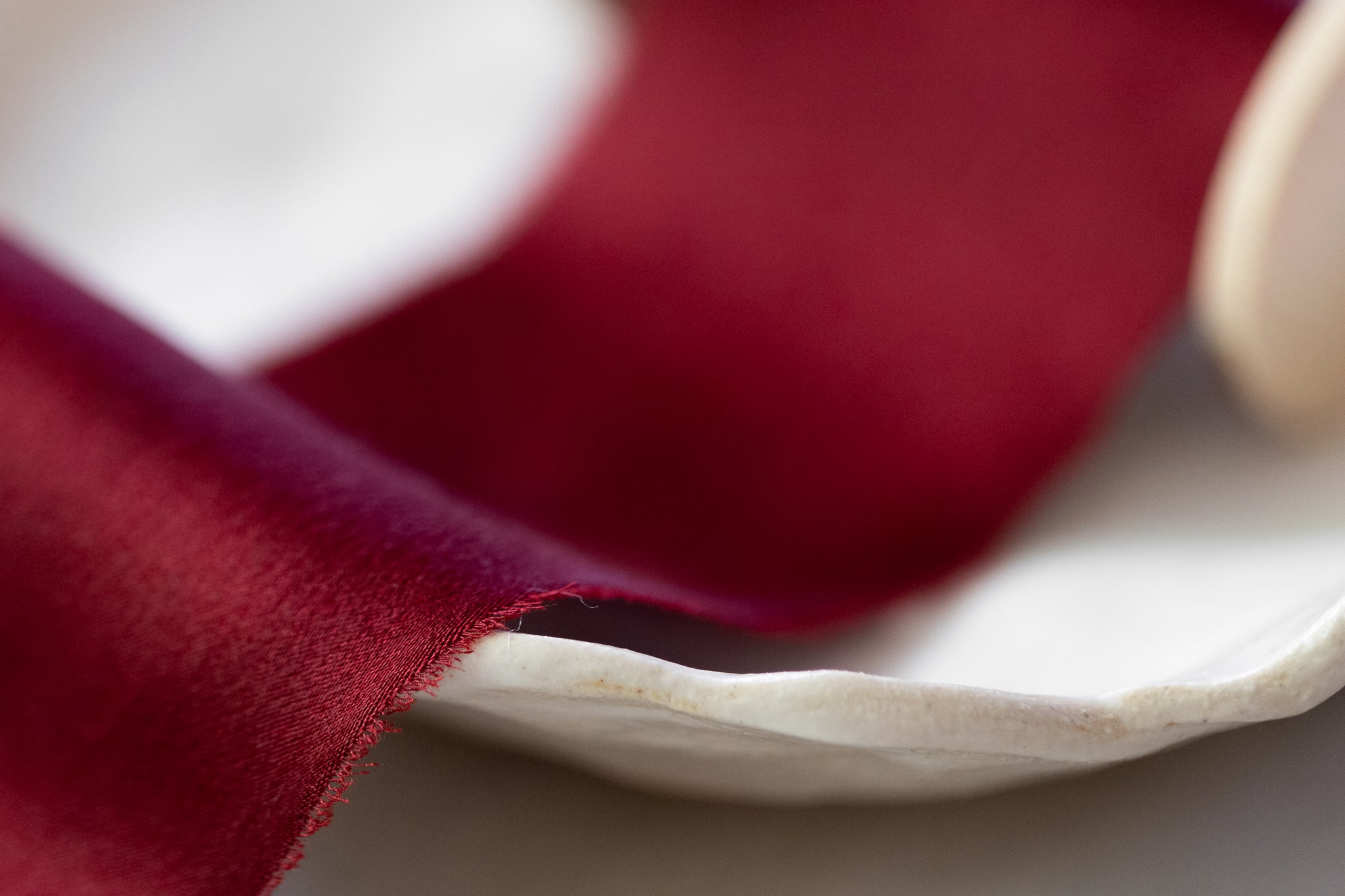 Coral, narrow silk ribbon – Nettle + Silk