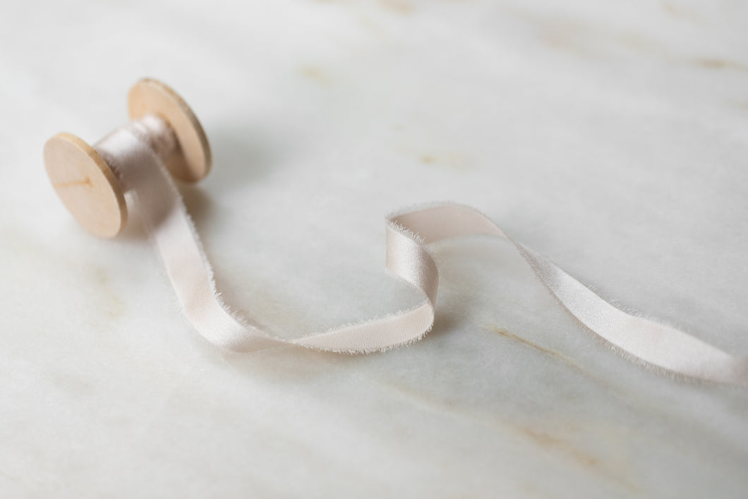 Charmeuse Silk Ribbon, Pale Blush