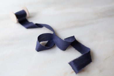 Saudade, navy blue silk ribbon