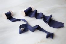 Load image into Gallery viewer, Saudade, navy blue silk ribbon