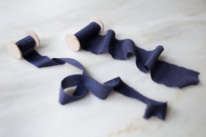 Saudade, navy blue silk ribbon