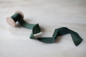 Wildwood, forest green silk ribbon